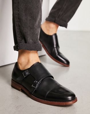 Office malvern monk shoes in black leather
