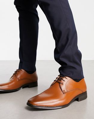 Office micro lace up shoes in tan leather-Brown