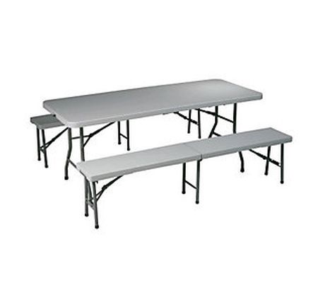 Office Star Products 3 Piece Folding Table and ench Set