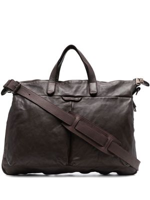 Officine Creative debossed-logo leather bag - Brown