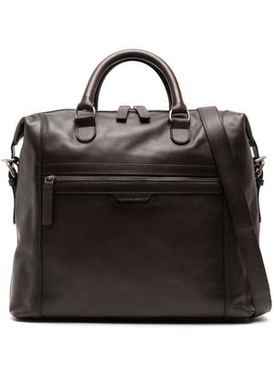 Officine Creative faded-effect leather tote bag - Brown