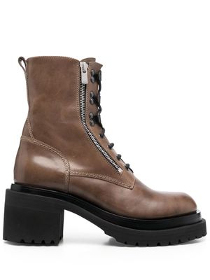 Officine Creative Fiore lace-up 70mm combat boots - Brown