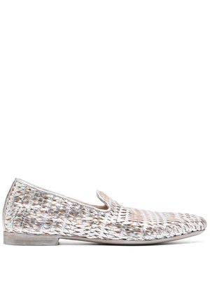 Officine Creative metallic-effect calf-leather loafers - Silver