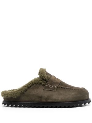 Officine Creative penny slot shearling loafers - Green