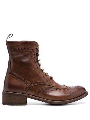 Officine Creative perforated-detail leather boots - Brown