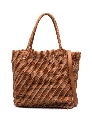 Officine Creative Spiral-woven leather tote bag - Brown