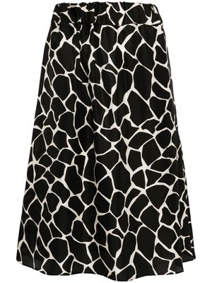 Officine Generale animal-print A-line silk skirt - Black