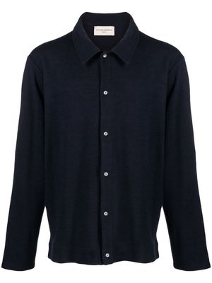 Officine Generale Brent double face felted wool blend cardigan - Blue