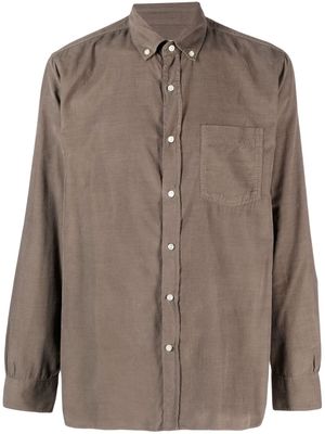 Officine Generale button-down collar cotton linen-blend shirt - Brown