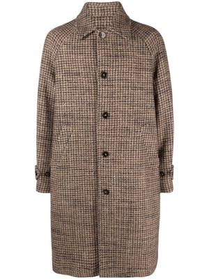 Officine Generale check-pattern single-breasted coat - Brown