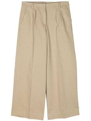 Officine Generale cotton wide-leg trousers - Brown