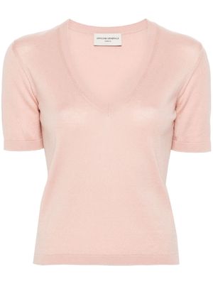 Officine Generale short-sleeve knitted top - Pink