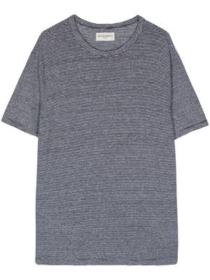 Officine Generale striped stretch-linen T-shirt - Black