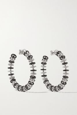 OFIRA - Halo 18-karat Blackened White Gold Diamond Hoop Earrings - one size