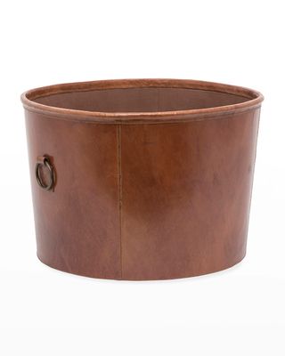 Ogden Large Round Leather Basket