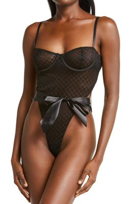 Oh La La Cheri Logan Mesh Underwire Teddy in Black