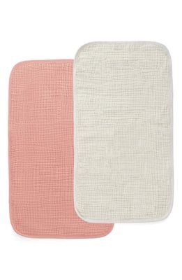 Oilo 2-Pack Organic Cotton Muslin Burp Cloths in Eggshell/Rose