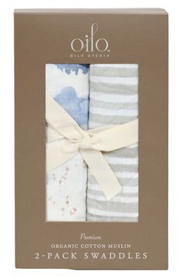 Oilo 2-Pack Swaddle Blankets in Blue/Gray 