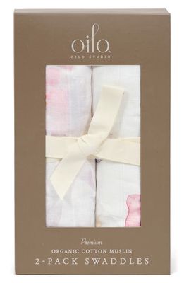 Oilo 2-Pack Swaddle Blankets in Blush Butterfly