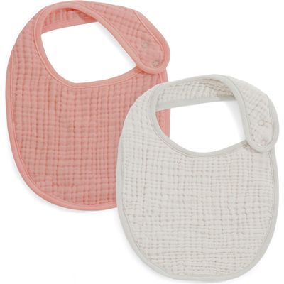 Oilo Assorted 2-Pack Organic Cotton Muslin Baby Bibs in Eggshell/Rose 