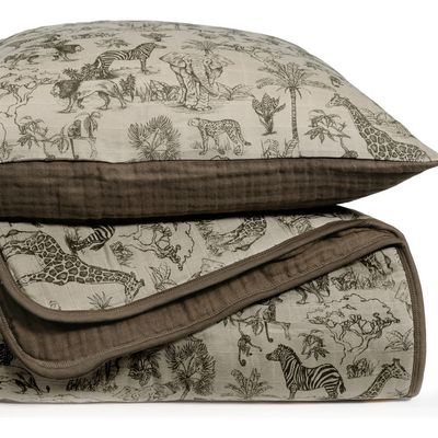 Oilo Organic Cotton Muslin Quilt & Sham Set in Bark 