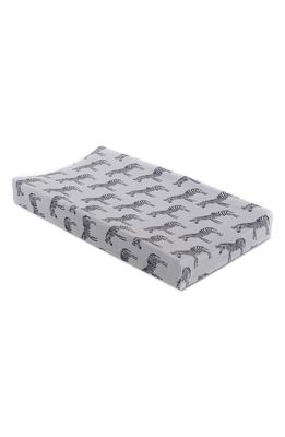 Oilo Zebra Print Cotton Jersey Changing Pad Cover in Gray