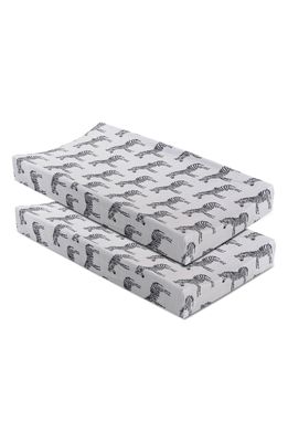 Oilo Zebra Print Pack of 2 Cotton Jersey Changing Pad Covers in Gray