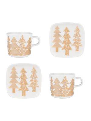 Oiva Kuusikossa 4-Piece Coffee Cup & Plate Set