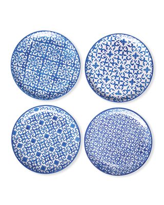 Ojai Blue Mixed Pattern Salad/Dessert Plates, Set of 4