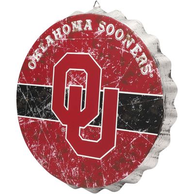 Oklahoma Sooners Distressed Bottle Cap Sign