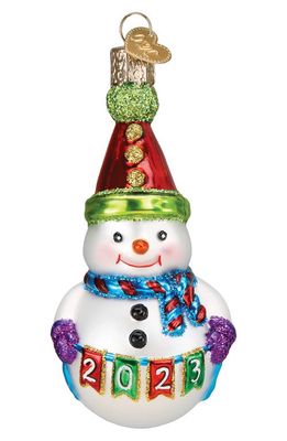 Old World Christmas 2023 Party Snowman Glass Ornament in White/Red/Green/Multi
