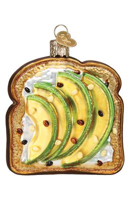 Old World Christmas Avocado Toast Glass Ornament in Yellow/Green/Brown/White