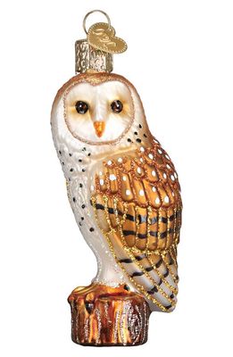 Old World Christmas Barn Owl Glass Ornament in Brown/White