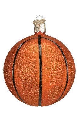 Old World Christmas Basketball Glass Ornament in Orange