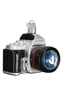 Old World Christmas Camera Glass Ornament in Black/Silver/Blue