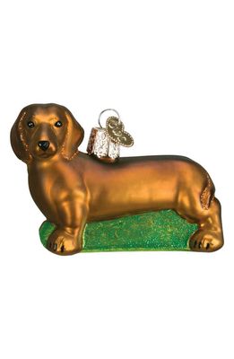 Old World Christmas Dachshund Glass Ornament in Brown