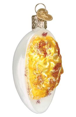 Old World Christmas Deviled Egg Glass Ornament in White/Yellow