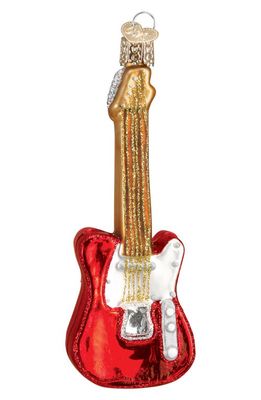 Old World Christmas Electric Guitar Glass Ornament in Red/White/Gold