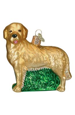 Old World Christmas Golden Retriever Glass Ornament in Golden Yellow