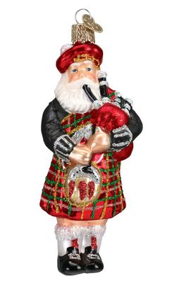 Old World Christmas Highland Santa Glass Ornament in Red/Black