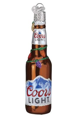 Old World Christmas Holiday Coors Light Bottle Glass Ornament in Brown/Silver/Blue