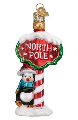 Old World Christmas North Pole Glass Ornament in Red/White/Black/Green