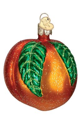 Old World Christmas Peach Glass Ornament in Orange/Green