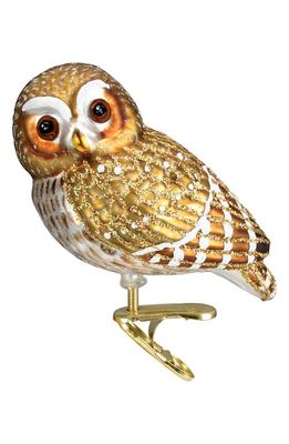 Old World Christmas Pygmy Owl Glass Ornament in Gold/Brown