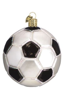 Old World Christmas Soccer Ball Glass Ornament in Black/White