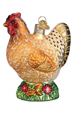 Old World Christmas Spring Chicken Glass Ornament in Gold/Brown/Red