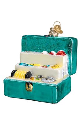 Old World Christmas Tackle Box Glass Ornament in Turquoise/Multi