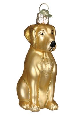 Old World Christmas Yellow Labrador Glass Ornament in Golden Yellow