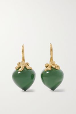 OLE LYNGGAARD COPENHAGEN - Dew Drops Large 18-karat Gold Serpentine Earrings - Green