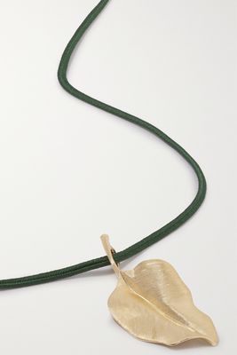OLE LYNGGAARD COPENHAGEN - Leaves 18-karat Gold And Cord Necklace - Green